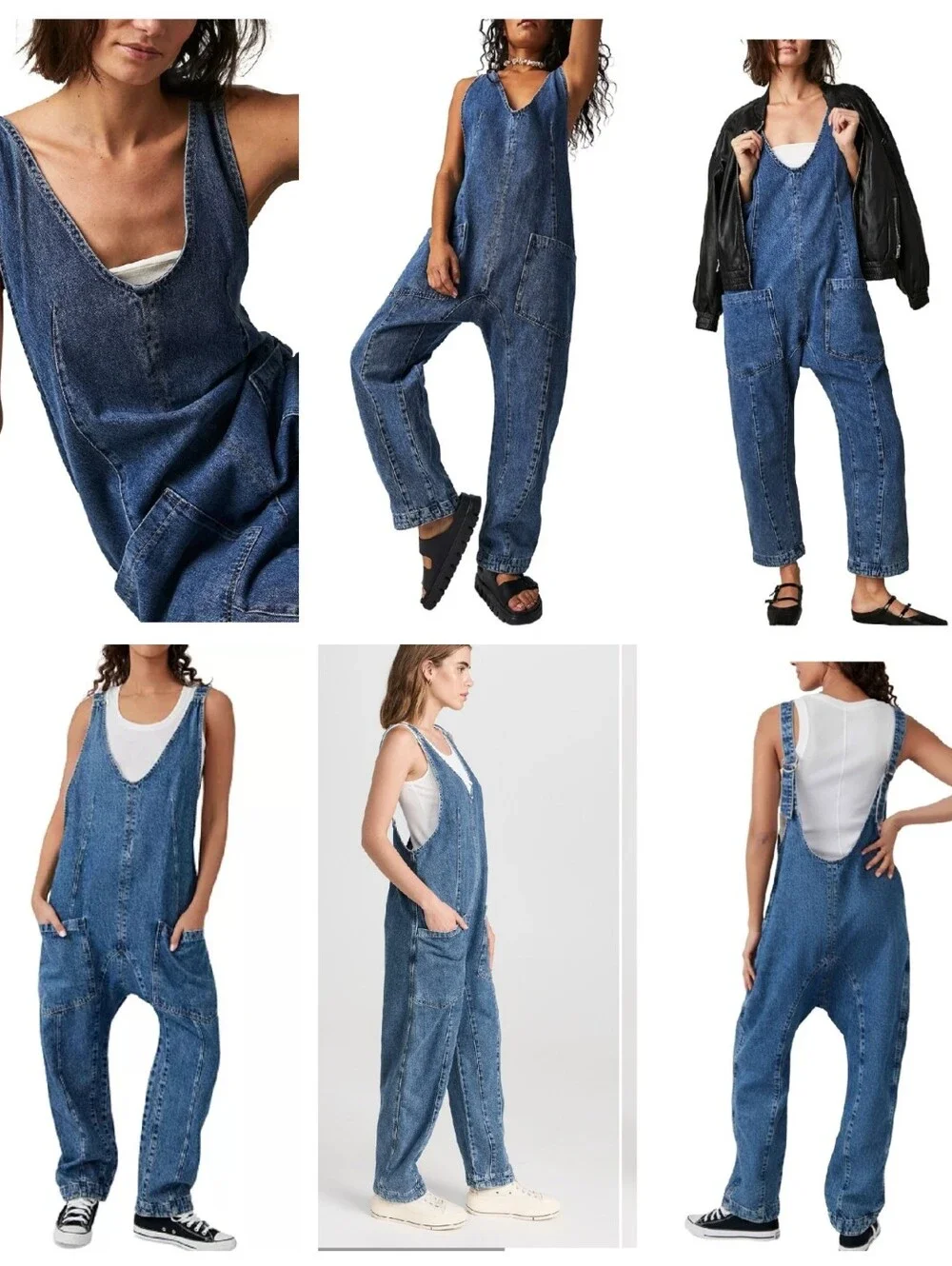 Free People / We The Free High Roller Jumpsuit Denim Jumper Size Medium